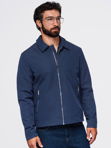 Ombre Clothing Muška laka prijelazna jakna na rajsferšlus s klasičnim ovratnikom – tamno plava V1 OM-JANP-0224 Ombre Clothing