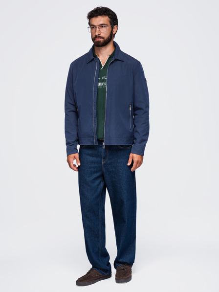 Ombre Clothing Muška laka prijelazna jakna na rajsferšlus s klasičnim ovratnikom – tamno plava V1 OM-JANP-0224 Ombre Clothing