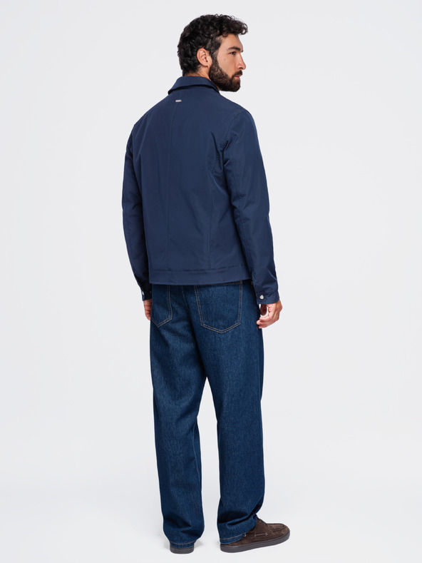 Ombre Clothing Muška laka prijelazna jakna na rajsferšlus s klasičnim ovratnikom – tamno plava V1 OM-JANP-0224 Ombre Clothing