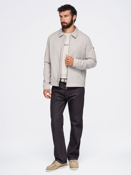 Ombre Clothing Muška laka prijelazna jakna na rajsferšlus s klasičnim ovratnikom – sivo-bež V2 OM-JANP-0224 Ombre Clothing