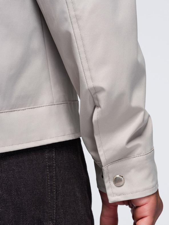 Ombre Clothing Muška laka prijelazna jakna na rajsferšlus s klasičnim ovratnikom – sivo-bež V2 OM-JANP-0224 Ombre Clothing