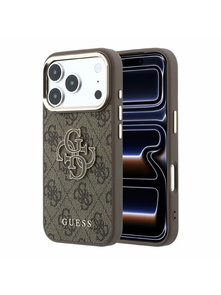 Guess Guess PU 4G Resin Metal Logo Stražnji Kućište za iPhone 18 Pro Brown