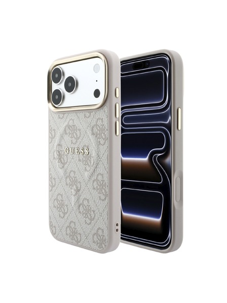 Guess Guess PU Leather 4G Gold Frame Embossed MagSafe Stražnji Kućište za iPhone 18 Pro Pink