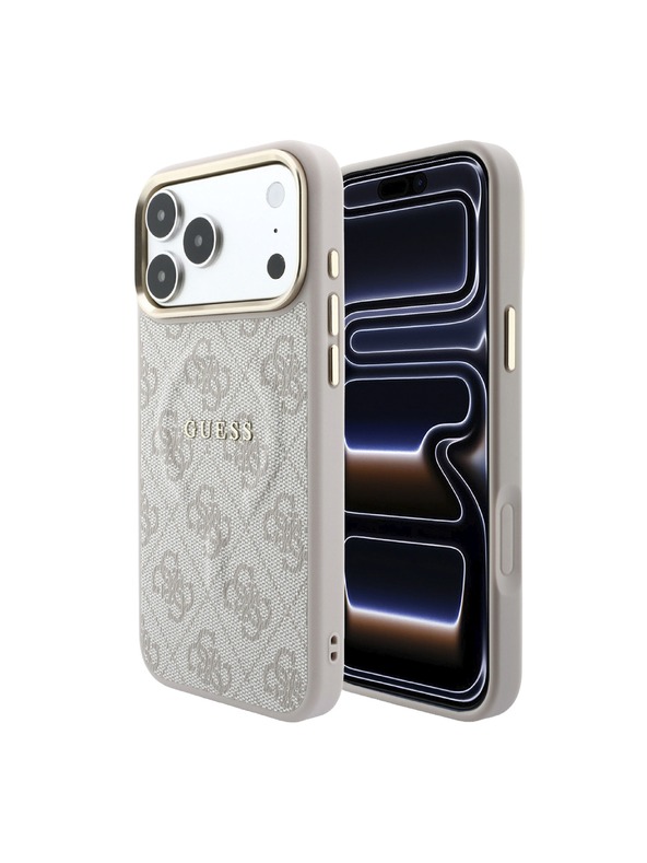 Guess Guess PU Leather 4G Gold Frame Embossed MagSafe Stražnji Kućište za iPhone 18 Pro Pink