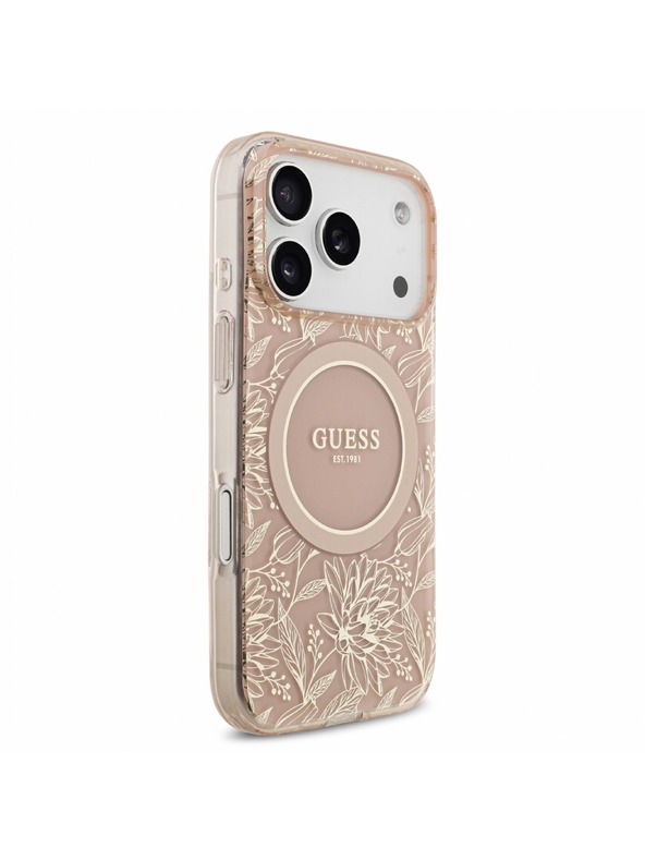 Guess Guess IML Flowers Allover Strap MagSafe Stražnji Kućište za iPhone 18 Pro Pink