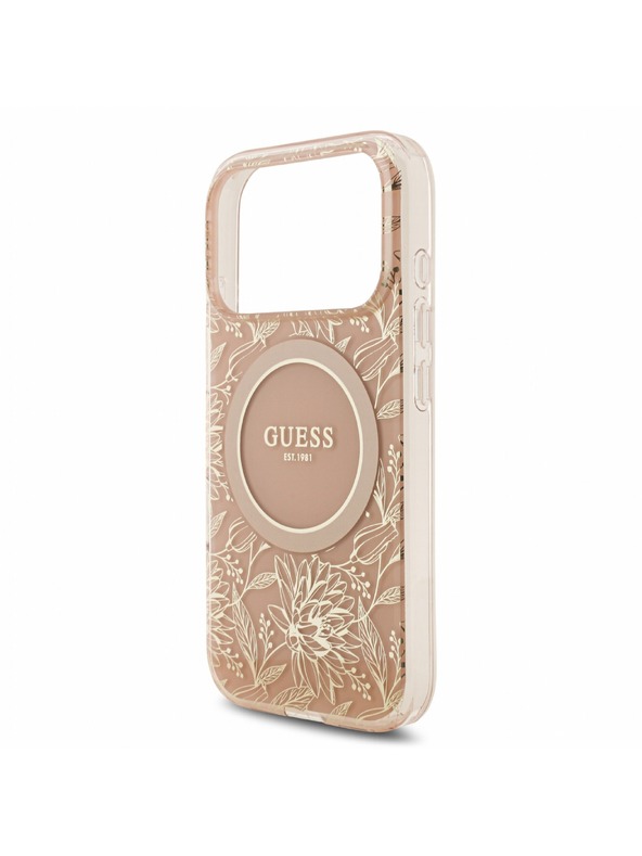 Guess Guess IML Flowers Allover Strap MagSafe Stražnji Kućište za iPhone 18 Pro Pink