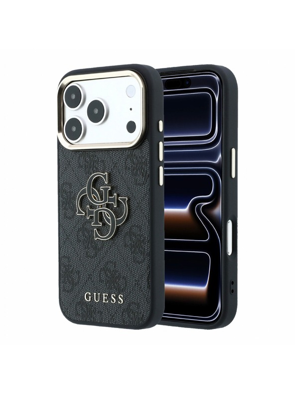 Guess Guess PU 4G Resin Metal Logo Stražnji Kućište za iPhone 18 Pro Black