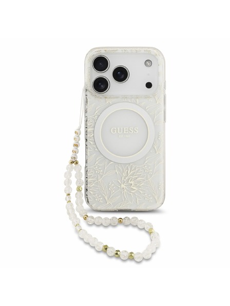Guess Guess IML Flowers Allover Strap MagSafe Stražnji Kućište za iPhone 18 Pro White