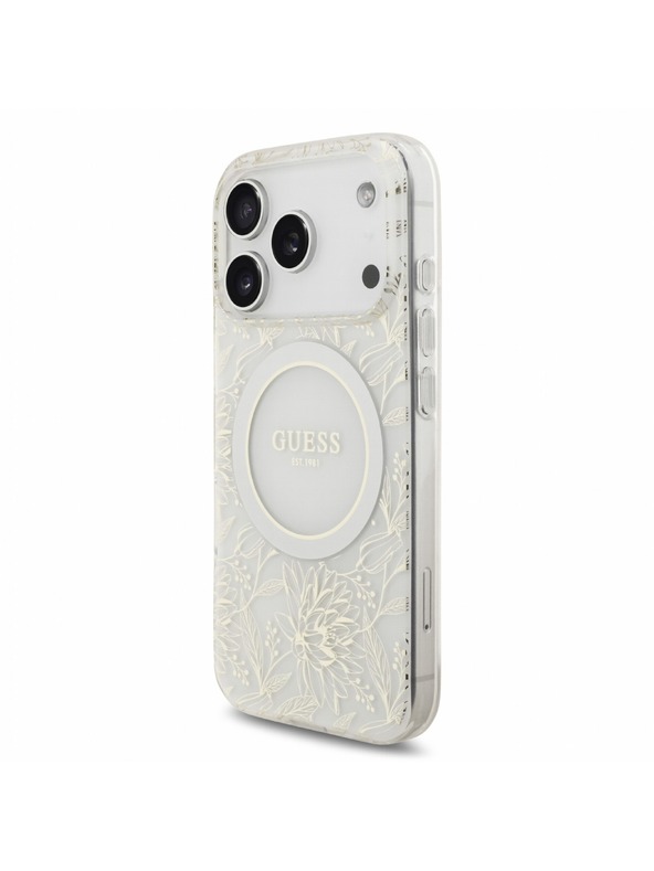 Guess Guess IML Flowers Allover Strap MagSafe Stražnji Kućište za iPhone 18 Pro White