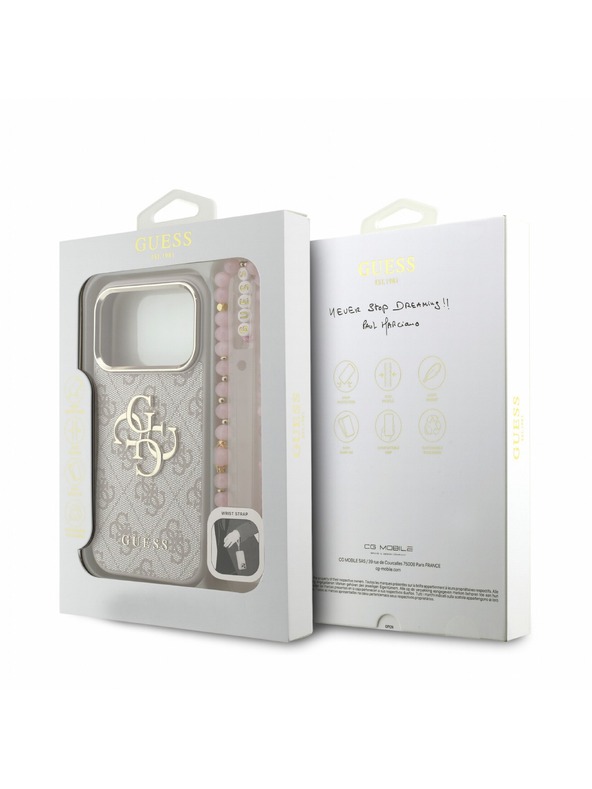 Guess Guess PU 4G Metal Logo Strap Stražnji Kućište za iPhone 18 Pro Pink