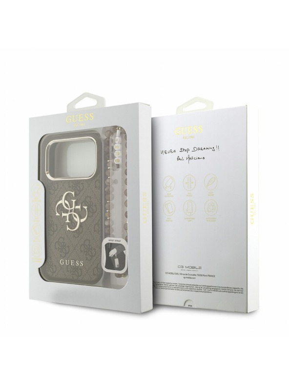 Guess Guess PU 4G Metal Logo Strap Stražnji Kućište za iPhone 18 Pro Brown