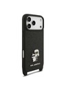 Karl Lagerfeld Karl Lagerfeld Saffiano Crossbody Remen Karl and Choupette Poklopac za iPhone 18 Pro Black