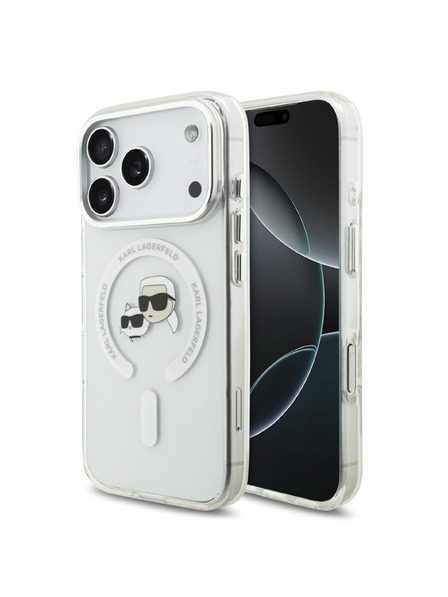Karl Lagerfeld Karl Lagerfeld IML K&CH Heads Metal Frame MagSafe Stražnji poklopac za iPhone 18 Pro White