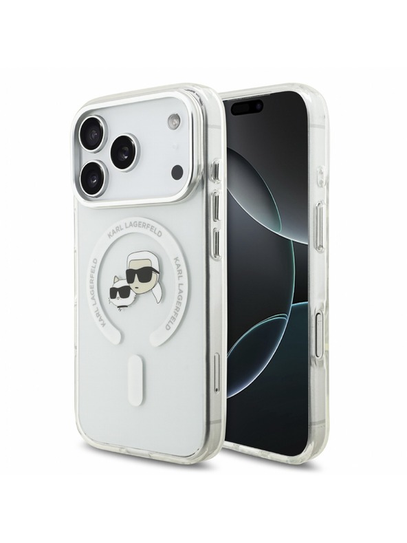 Karl Lagerfeld Karl Lagerfeld IML K&CH Heads Metal Frame MagSafe Stražnji poklopac za iPhone 18 Pro White