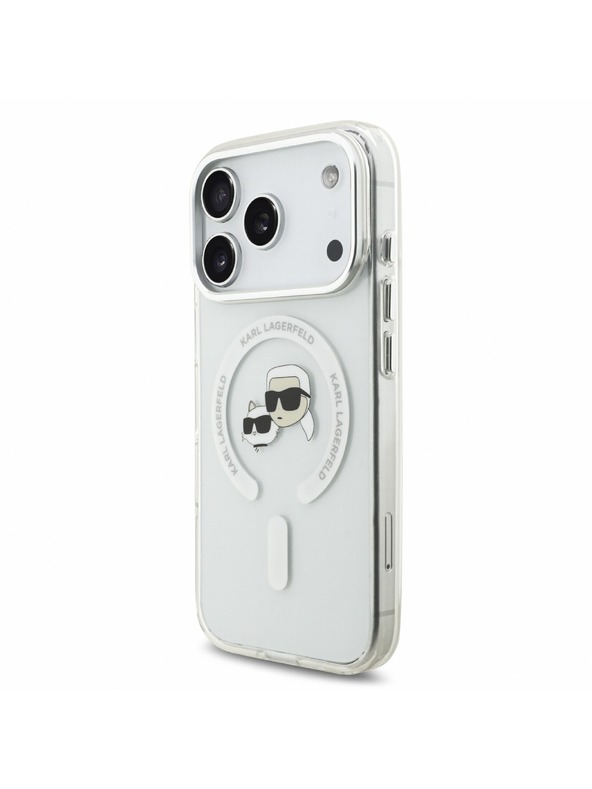 Karl Lagerfeld Karl Lagerfeld IML K&CH Heads Metal Frame MagSafe Stražnji poklopac za iPhone 18 Pro White