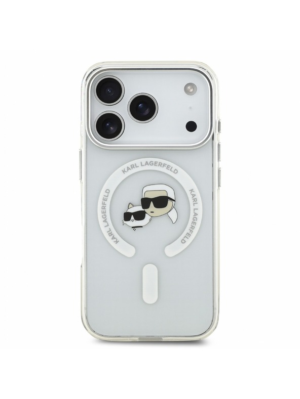 Karl Lagerfeld Karl Lagerfeld IML K&CH Heads Metal Frame MagSafe Stražnji poklopac za iPhone 18 Pro White