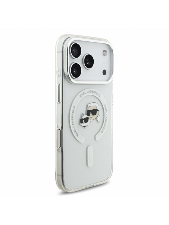 Karl Lagerfeld Karl Lagerfeld IML K&CH Heads Metal Frame MagSafe Stražnji poklopac za iPhone 18 Pro White