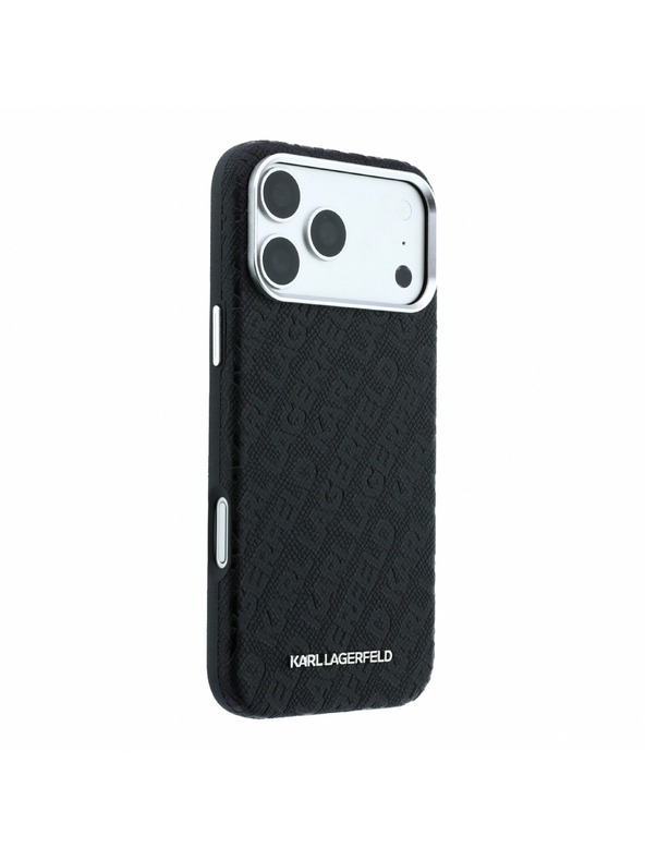 Karl Lagerfeld Karl Lagerfeld PU Grained Allover Semi Wrap Magsafe Stražnji poklopac za iPhone 18 Pro Black