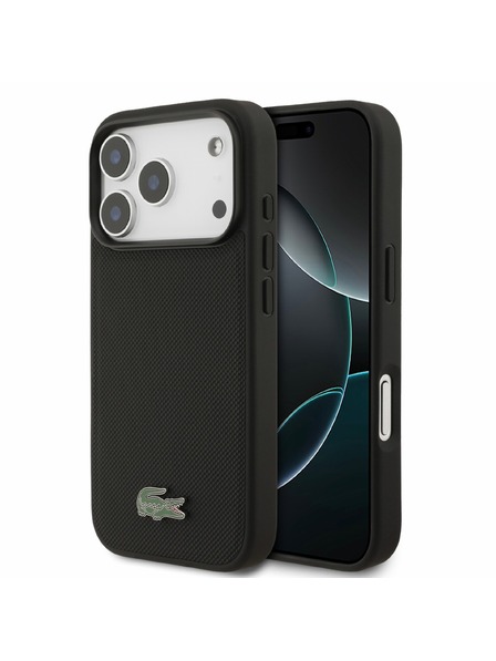 Lacoste Lacoste PVC Iconic Petit Pique Metal Logo MagSafe Stražnji poklopac za iPhone 18 Pro Black