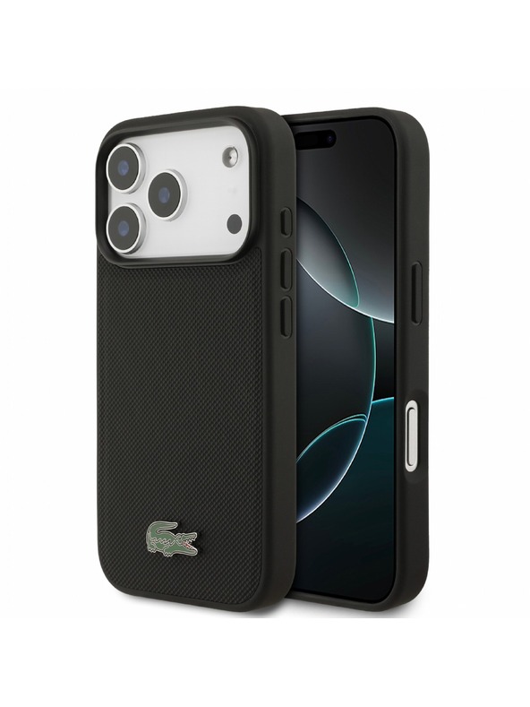 Lacoste Lacoste PVC Iconic Petit Pique Metal Logo MagSafe Stražnji poklopac za iPhone 18 Pro Black