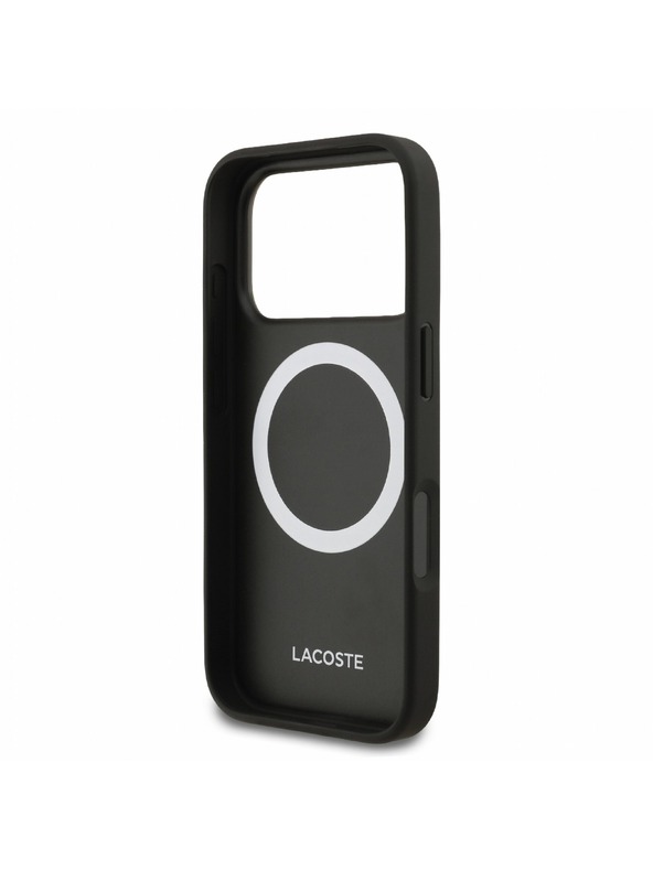 Lacoste Lacoste PVC Iconic Petit Pique Metal Logo MagSafe Stražnji poklopac za iPhone 18 Pro Black