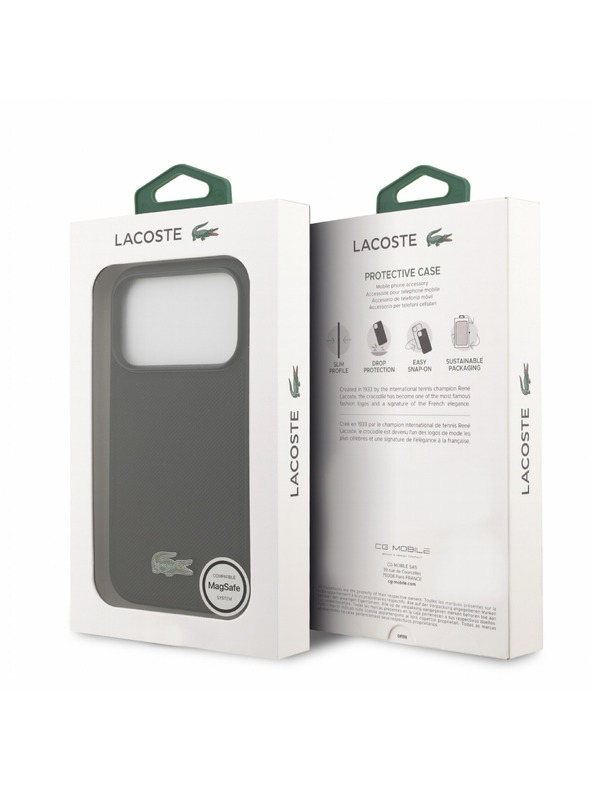 Lacoste Lacoste PVC Iconic Petit Pique Metal Logo MagSafe Stražnji poklopac za iPhone 18 Pro Black