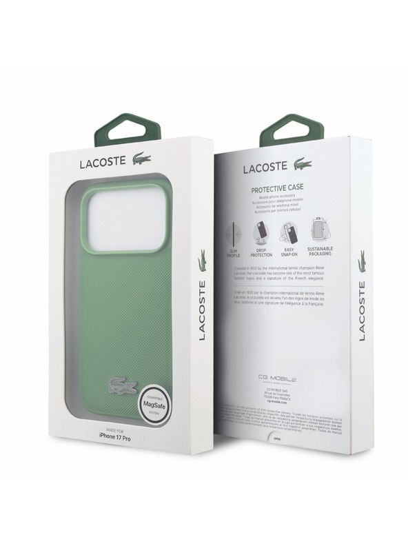 Lacoste Lacoste PVC Iconic Petit Pique Metal Logo MagSafe Stražnji poklopac za iPhone 18 Pro Estragon