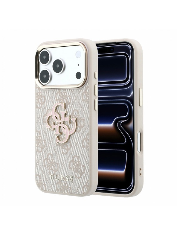 Guess Guess PU 4G Resin Metal Logo Stražnji poklopac za iPhone 18 Pro Max Pink