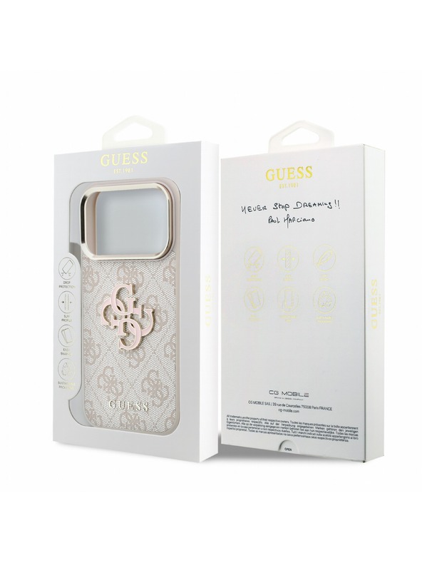 Guess Guess PU 4G Resin Metal Logo Stražnji poklopac za iPhone 18 Pro Max Pink