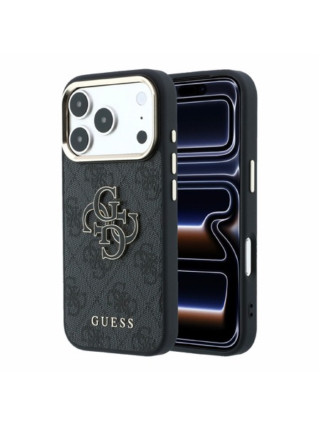 Guess Guess PU 4G Resin Metal Logo Stražnji poklopac za iPhone 18 Pro Max Black