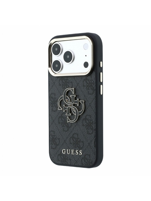 Guess Guess PU 4G Resin Metal Logo Stražnji poklopac za iPhone 18 Pro Max Black