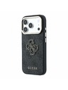 Guess Guess PU 4G Resin Metal Logo Stražnji poklopac za iPhone 18 Pro Max Black