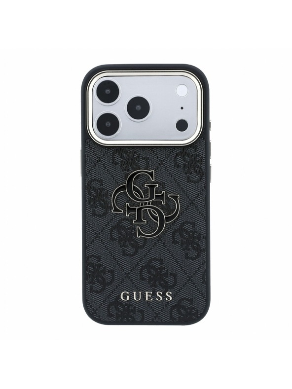 Guess Guess PU 4G Resin Metal Logo Stražnji poklopac za iPhone 18 Pro Max Black