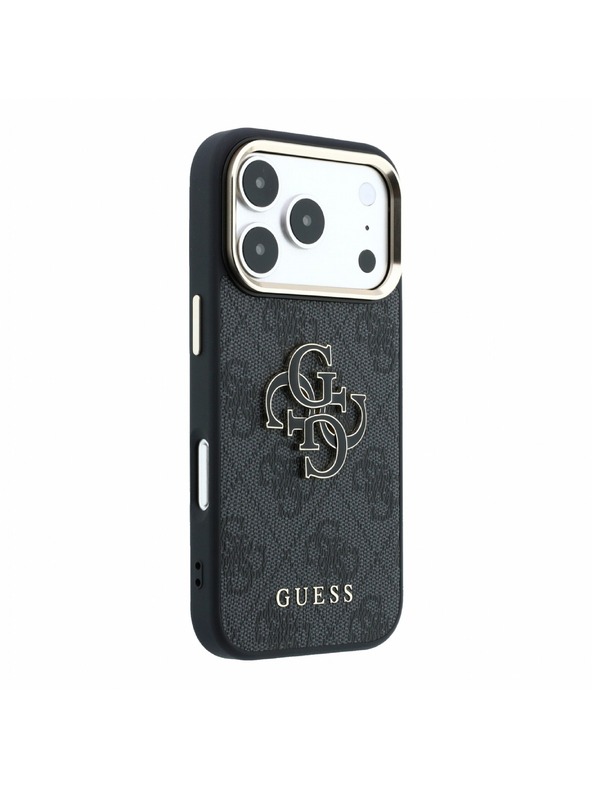 Guess Guess PU 4G Resin Metal Logo Stražnji poklopac za iPhone 18 Pro Max Black