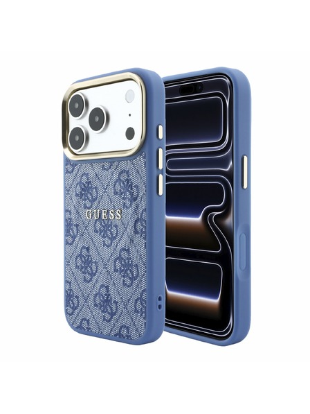 Guess Guess PU Leather 4G Gold Frame Embossed MagSafe Stražnji poklopac za iPhone 18 Pro Max Blue