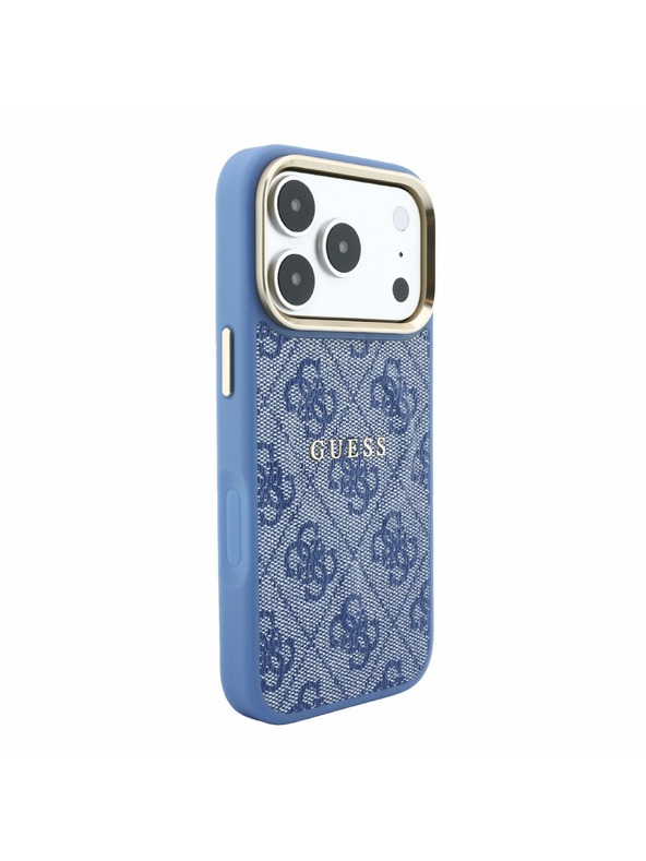 Guess Guess PU Leather 4G Gold Frame Embossed MagSafe Stražnji poklopac za iPhone 18 Pro Max Blue