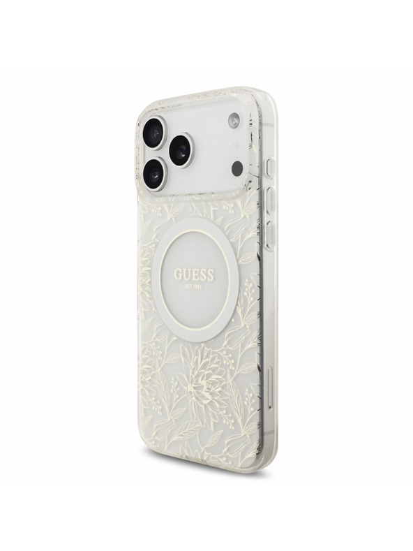 Guess Guess IML Flowers Allover Remen MagSafe Stražnji poklopac za iPhone 18 Pro Max White