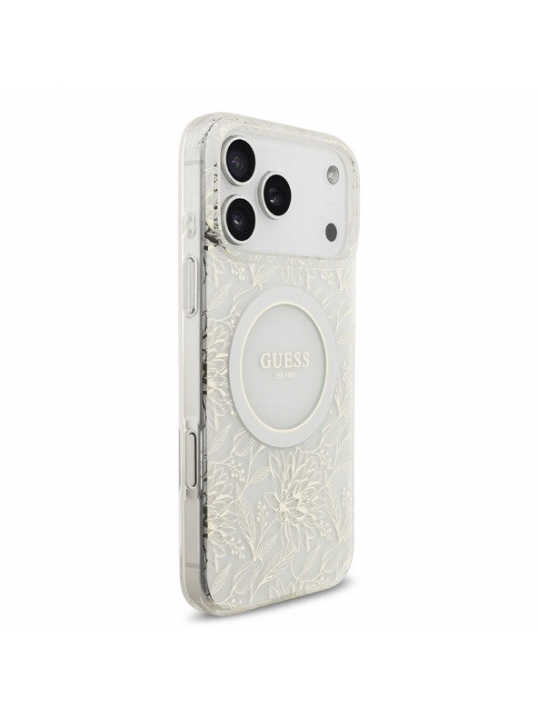 Guess Guess IML Flowers Allover Remen MagSafe Stražnji poklopac za iPhone 18 Pro Max White