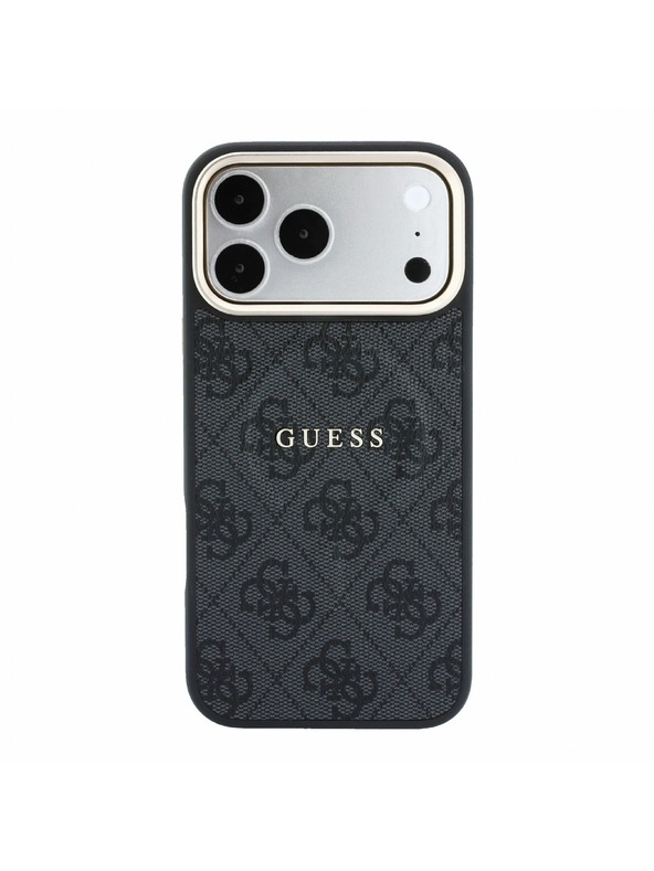 Guess Guess PU Leather 4G Gold Frame Embossed MagSafe Stražnji poklopac za iPhone 18 Pro Max Black