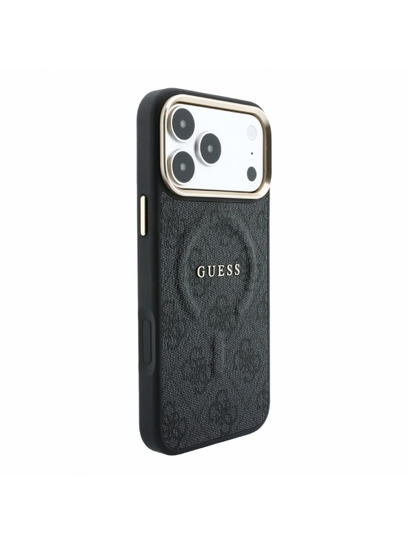 Guess Guess PU Leather 4G Gold Frame Embossed MagSafe Stražnji poklopac za iPhone 18 Pro Max Black
