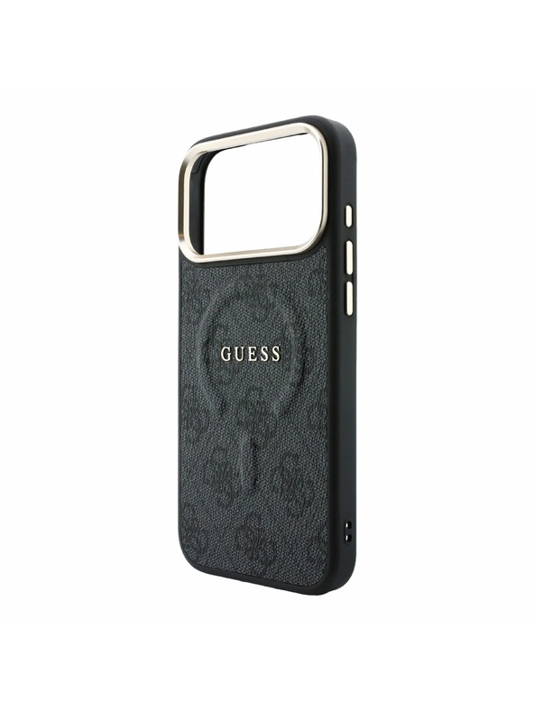 Guess Guess PU Leather 4G Gold Frame Embossed MagSafe Stražnji poklopac za iPhone 18 Pro Max Black