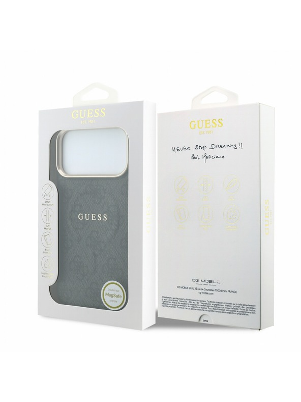 Guess Guess PU Leather 4G Gold Frame Embossed MagSafe Stražnji poklopac za iPhone 18 Pro Max Black