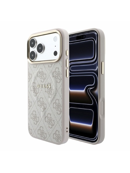 Guess Guess PU Leather 4G Gold Frame Embossed MagSafe Stražnji poklopac za iPhone 18 Pro Max Pink