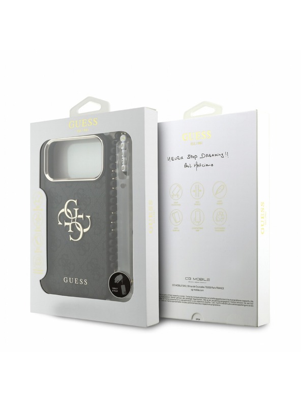Guess Guess PU 4G Metal Logo Remen Stražnji poklopac za iPhone 18 Pro Max Black