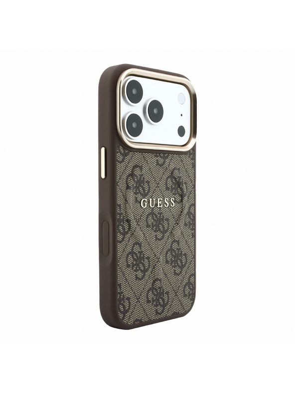 Guess Guess PU Leather 4G Gold Frame Embossed MagSafe Stražnji poklopac za iPhone 18 Pro Max Brown