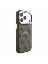 Guess Guess PU Leather 4G Gold Frame Embossed MagSafe Stražnji poklopac za iPhone 18 Pro Max Brown