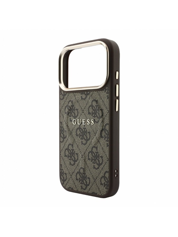 Guess Guess PU Leather 4G Gold Frame Embossed MagSafe Stražnji poklopac za iPhone 18 Pro Max Brown