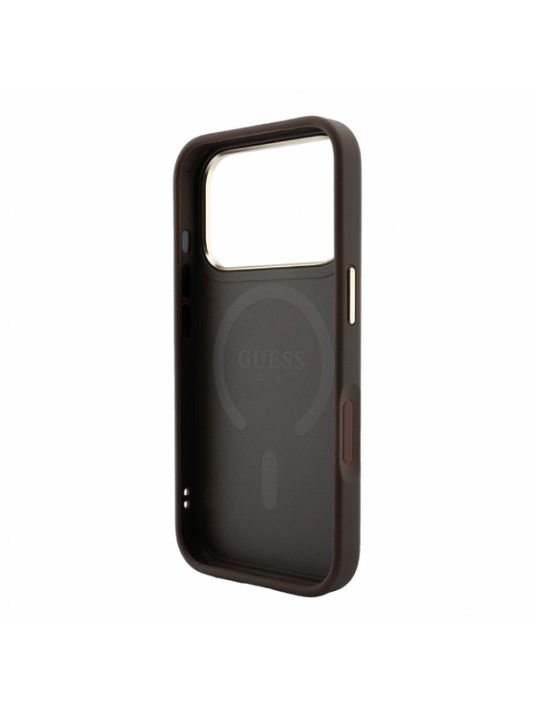 Guess Guess PU Leather 4G Gold Frame Embossed MagSafe Stražnji poklopac za iPhone 18 Pro Max Brown