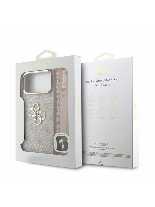 Guess Guess PU 4G Metal Logo Remen Stražnji poklopac za iPhone 18 Pro Max Pink
