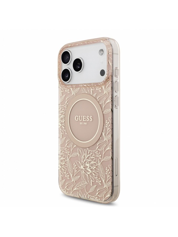 Guess Guess IML Flowers Allover Remen MagSafe Stražnji poklopac za iPhone 18 Pro Max Pink